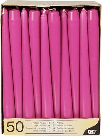Papstar 81765 Wachskerze Rund Fuchsie (e) (50 Stk.)