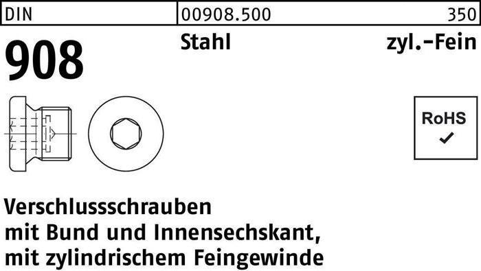 Produktbild Verschlussschraube DIN 908 m.Bund/Innen-6-kant M 56 x 2 Stahl