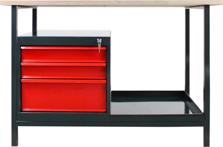 Produktbild Dema Werkbank Werktisch Arbeitstisch Werkstatt Tisch "Eko 3S" mit 3 Schubladen rot (60.50 cm, 120.50 cm)