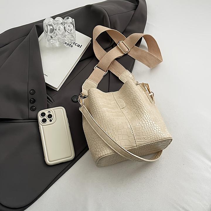 Produktbild Only-Bags.Store Bucket Bag mit Krokodilmuster - Vielseitige Schulter- und Umhängetasche, schmutzabweisendes