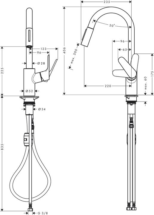 Produktbild hansgrohe Focus M41 Einhebel-Küchenarmatur 240, Ausziehbrause, 2 Strahlarten