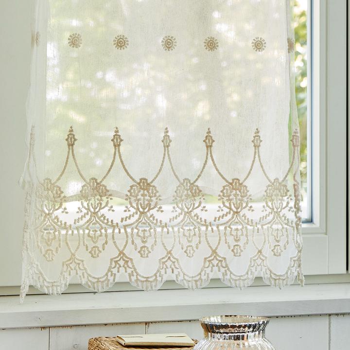 Produktbild Loberon Scheibengardine Vilriour beige/weiss (45 cm, H)