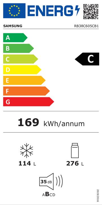 Energie-Label Samsung KOELKAST COMBI RB38C605CB1/EF