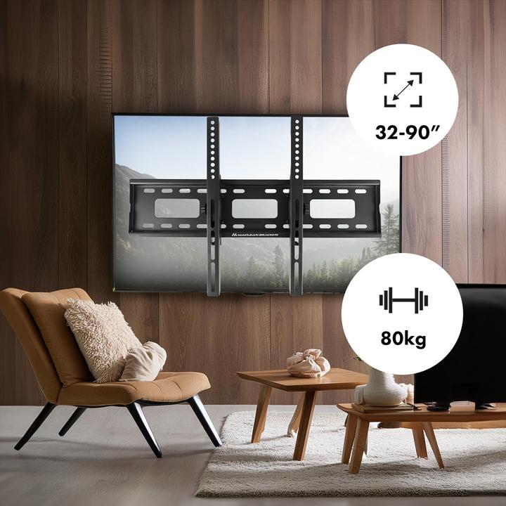 Immagine prodotto Maclean Supporto TV max VESA 600x400 32-90 80kg Regolazione dell'inclinazione +15°-15° MC-421 (Muro, 90", 80 kg)