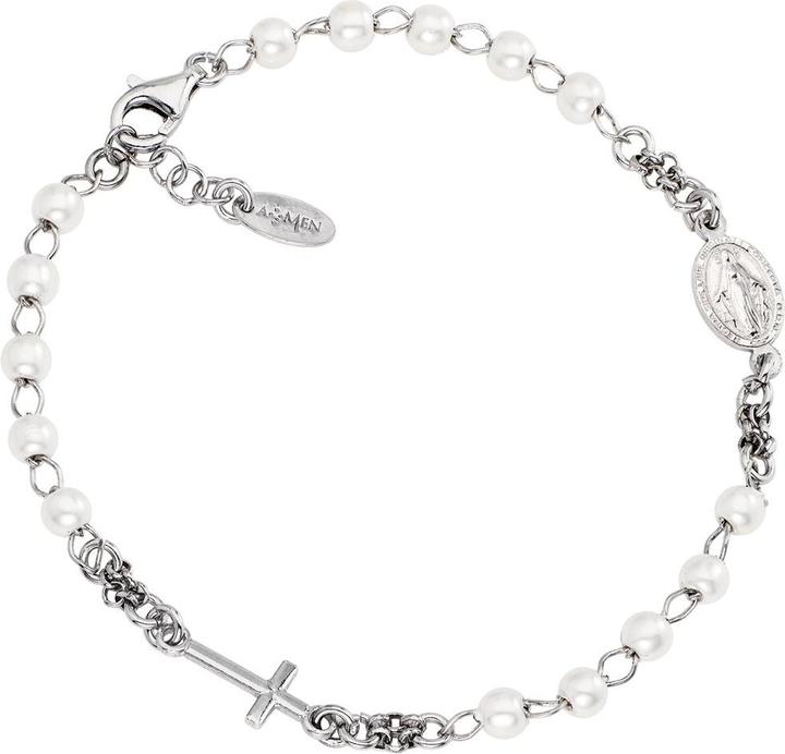 Produktbild Amen Rosary Cross Pearls Armband (20 cm, Silber 925)