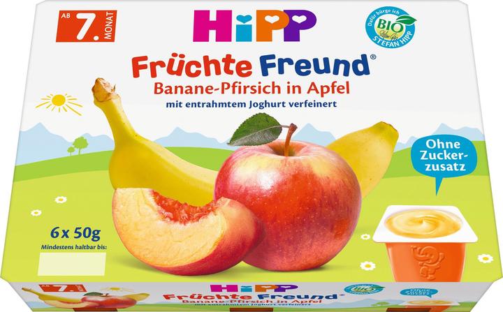 Image du produit Hipp Fruits bio en gobelet Amis des fruits Banane-Pêche à la pomme (300 g)