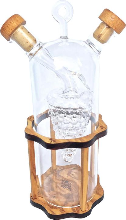 Actual product image Natura Punto 2in1 vinegar and oil dispenser made of glass and olive wood