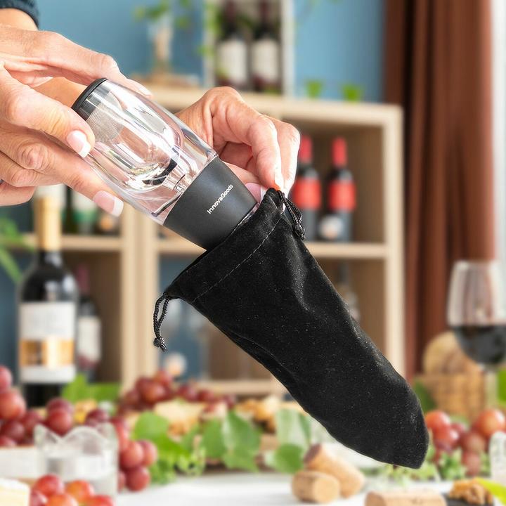 Immagine prodotto InnovaGoods Aeratore per vino con filtro, supporto e borsa per il trasporto Wineir (Aeratore per vino)