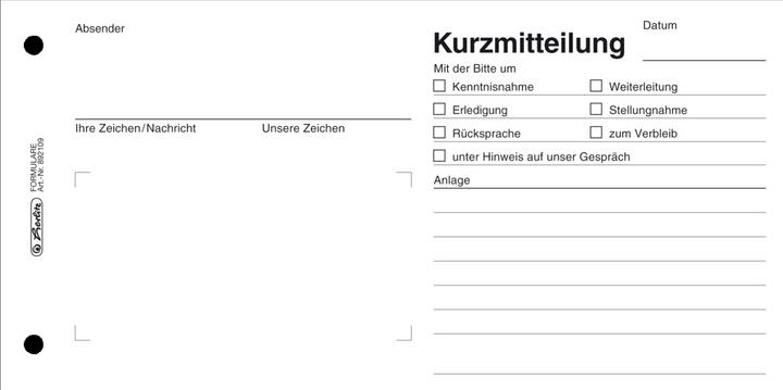 Actual product image Herlitz Form book "Short message", 1/3 A4 landscape (50 x)