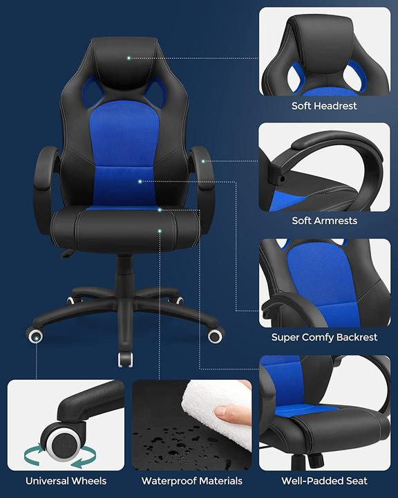 Produktbild Songmics Gaming Stuhl Schwarz Blau