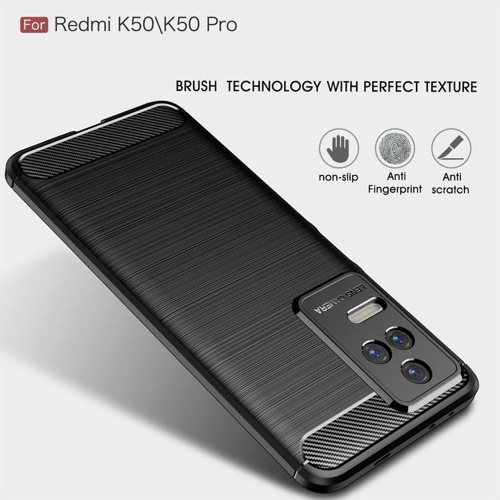 Produktbild König Design Hülle Handy Schutz für Xiaomi Redmi K50 Pro Case Cover Tasche Carbon Etui Bumper (Xiaomi Redmi K50 Pro)