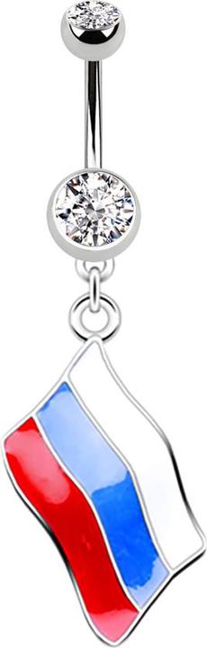 Produktbild Star Piercing Banane silber mit Anhänger Flagge Russland (ohne Messing, Chirurgenstahl 316L)