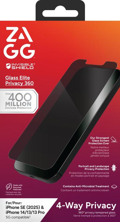 Actual product image Zagg Glass Elite Privacy 360 Iphone (1 Piece, Apple iPhone 13, Apple iPhone 13 Pro)