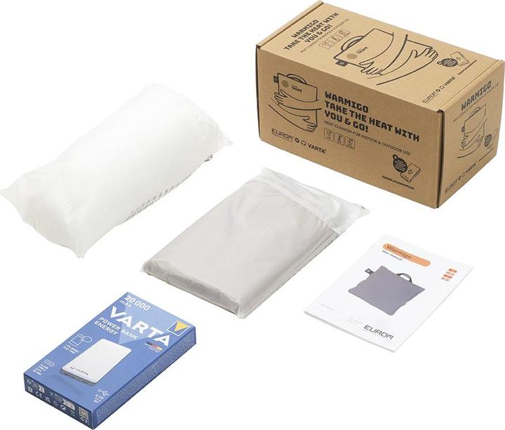Immagine prodotto Eurom Cuscino termico Warmigo con power bank da 20.000 mAh, grigio (45 x 45 cm)
