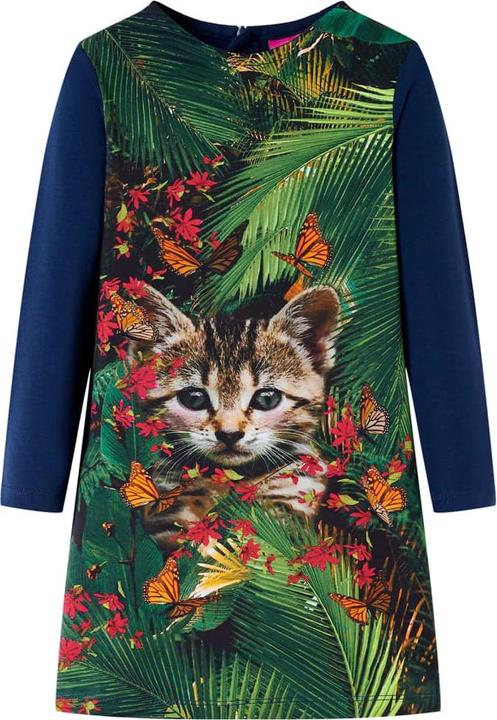 Image du produit VidaXL Robe enfant manches longues bleu marine 92,Matériau de la robe (92)