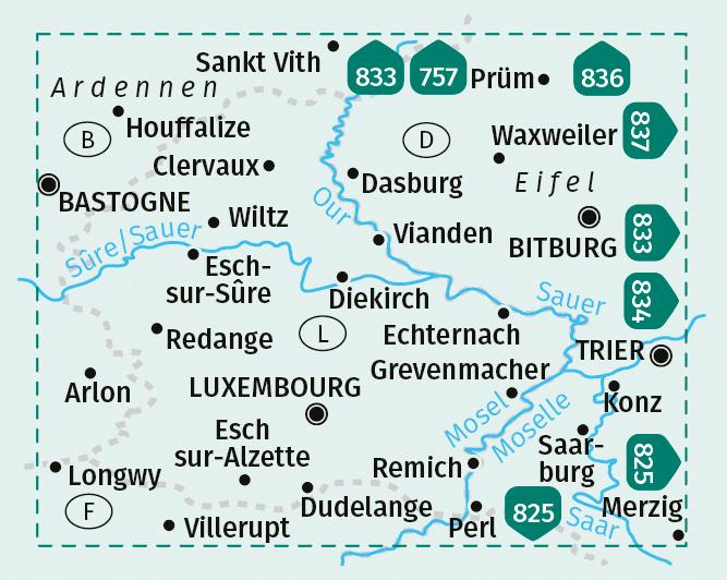 Actual product image Hiking map set 2202 Luxembourg (2 maps) 1:50,000