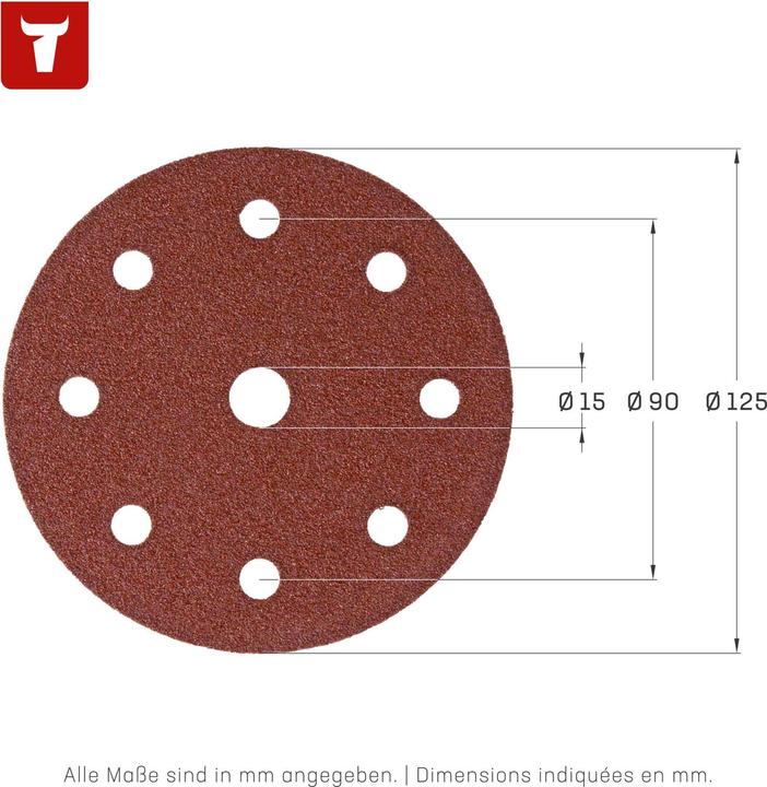 Image du produit Stier Disques abrasifs pour le bois D125 / P80 / 8 trous (P80)