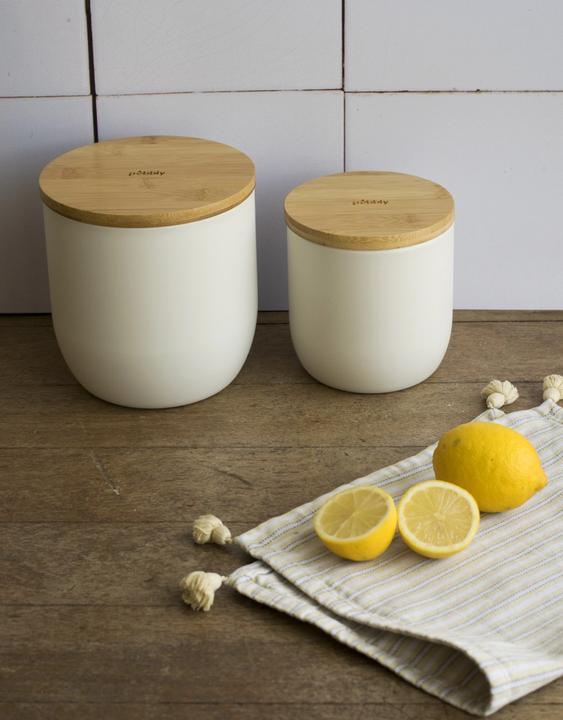 Image du produit Pebbly Boîte à biscuits en métal blanche 2300ml/15x15x15.5 cm (2.30 l)