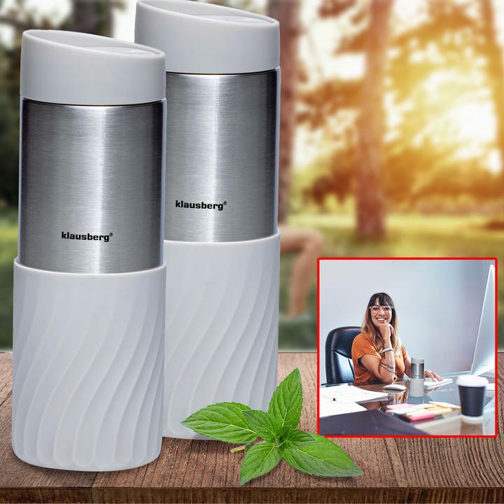 Actual product image Klausberg Set of 2 double-walled thermo mugs, 420ml, light grey (0.42 l)