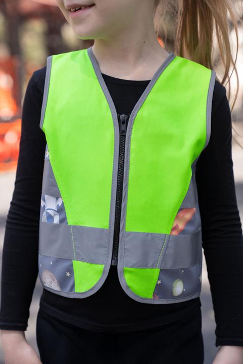 Actual product image Korntex Kinder Warnweste Action „Aerospace“ - CO2 Neutral - Neongrün/UFO - S (S)