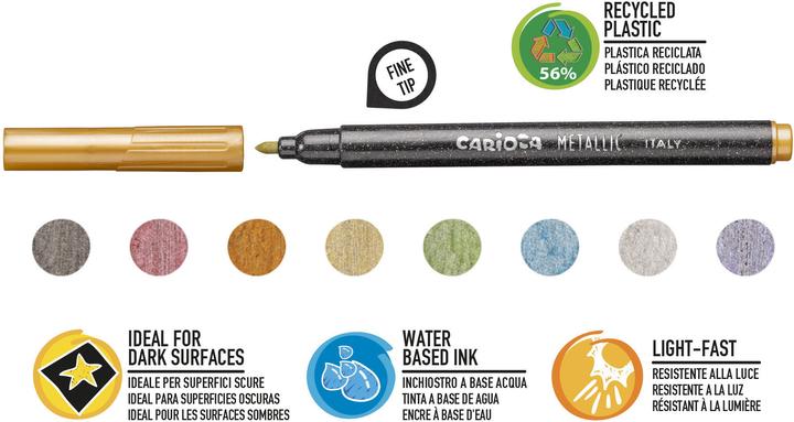 Actual product image Carioca 43162 Felt-tip pen Multi-coloured 8 piece(s) (Multicoloured, Multicolor, multicolour, 8 x)