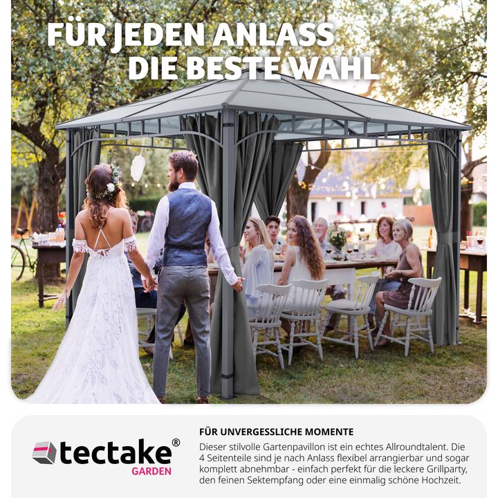 Produktbild tectake Gartenpavillon Caracas, wetterfest, Polycarbonat-Dachplatten (297 cm, 297 cm)