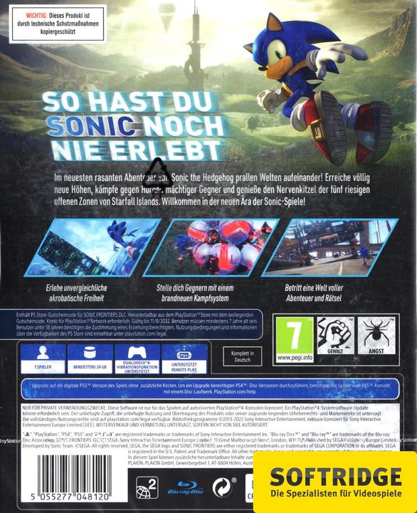 Produktbild Sega Sonic Frontiers Day One Edition (PS4, DE)