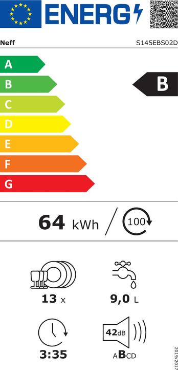 Energy Label Neff Dishwasher sets, S145EBS02D + Z7870X0, GIMKB21