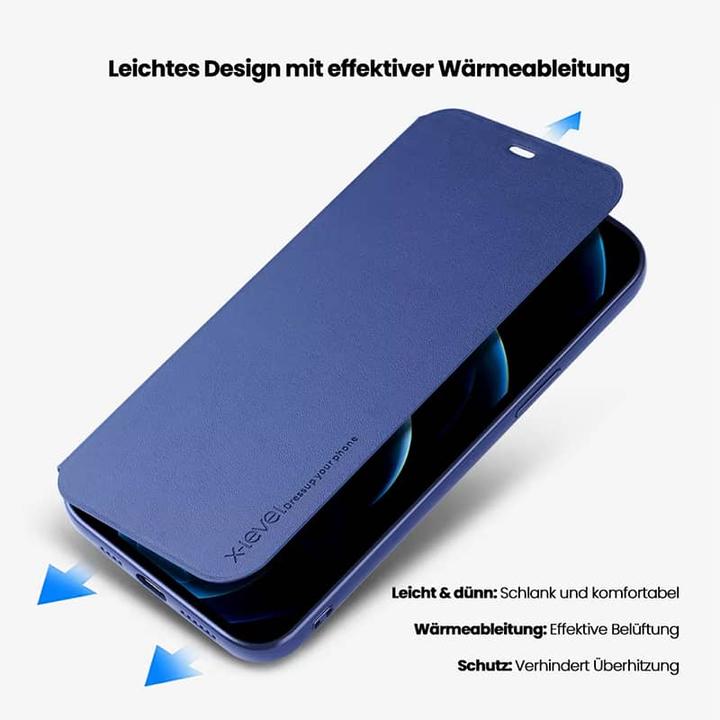 Produktbild X-Level Samsung Galaxy A5 (2017) - FIBColor Flip Etui, Kunstleder, 360° Rundumschutz, Schwarz (Samsung Galaxy A6+)