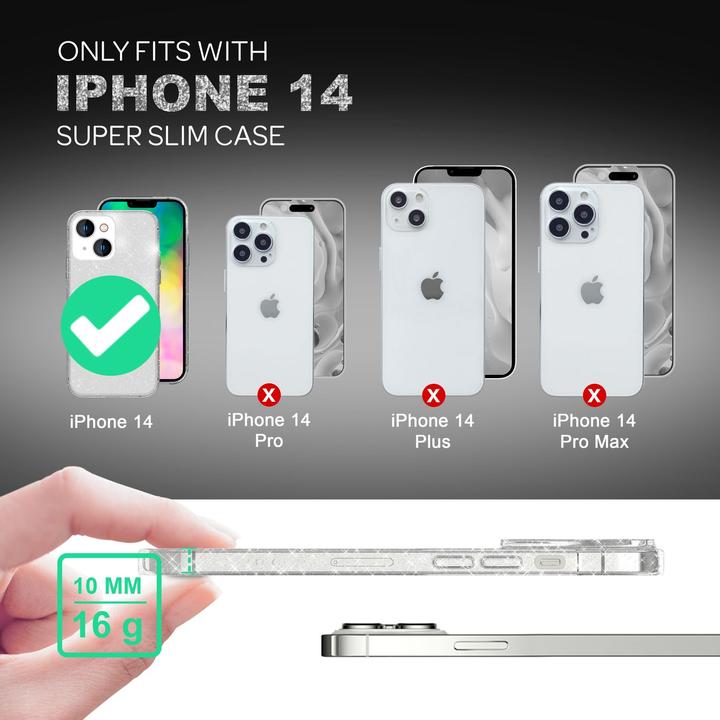 Actual product image Nalia Clear glitter silicone cover (Apple iPhone 14)