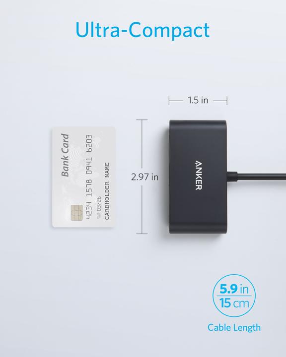 Productafbeelding Anker 321 USB-C Hub (3-in-1) Ultracompact 1x HDMI 4K 1x USB-C PD 1x USB-A grijs (USB-C, 3 Havens)