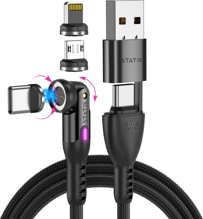 Statik USB Typ C, USB A – USB Typ C, Lightning, Micro USB B (0.80 m, USB 2.0)