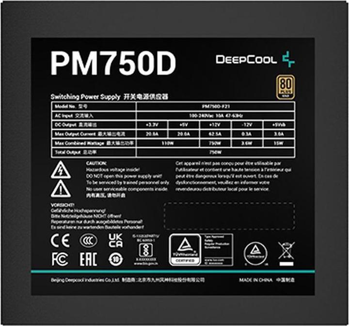 Produktbild Deepcool PM750D Netzteil 750 W 20+4 pin ATX ATX Schwarz (750 W)