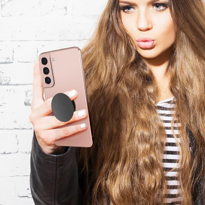 Actual product image PopSockets Pebbled Vegan Leather Black (2nd Gen, interchangeable)