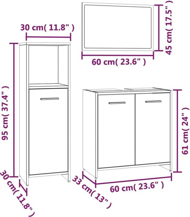 Produktbild VidaXL 3-tlg. Badmöbel-Set