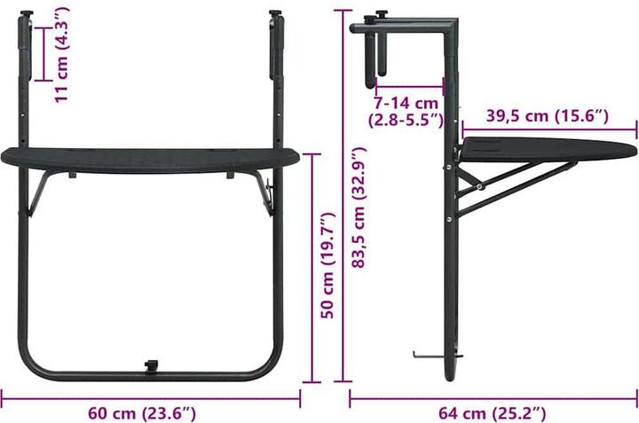 Actual product image VidaXL Balcony table (60 cm)