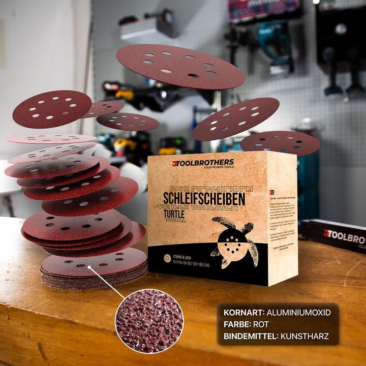 Actual product image Bosch Professional Bosch GEX 125-1 AE Random Orbit Sander 250 Watt 125 mm ( 0601387500 ) + 2x Toolbrothers TURTLE (Eccentric grinder, 250 W)