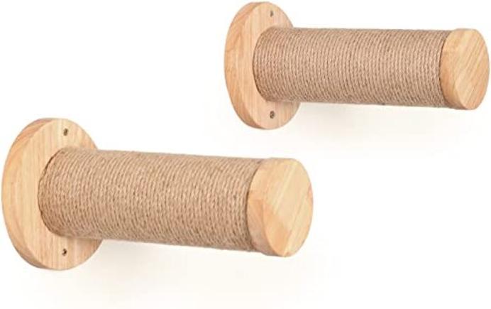 Produktbild Alopini Katzentreppe Wand, Kletterstufe (2er-Pack), massives Gummibaumholz, Ø 9 x L30 cm Sisal-Pfosten (9 cm, Mehrfarbig)