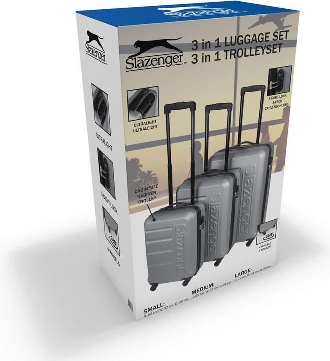 Actual product image Slazenger Trolley Set 18/22/26" ABS 3pcs (Hand luggage (up to 50 litres), M (50 - 90l), L (90 - 115l))
