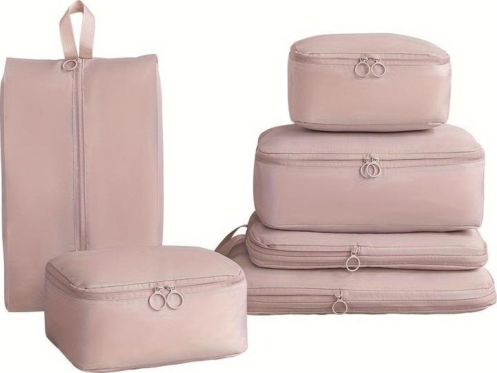 Produktbild Only-Bags.Store 6-teiliges Set eleganter Polyester-Packwürfel, komprimierbare Reiseorganisationstaschen für Gepäck