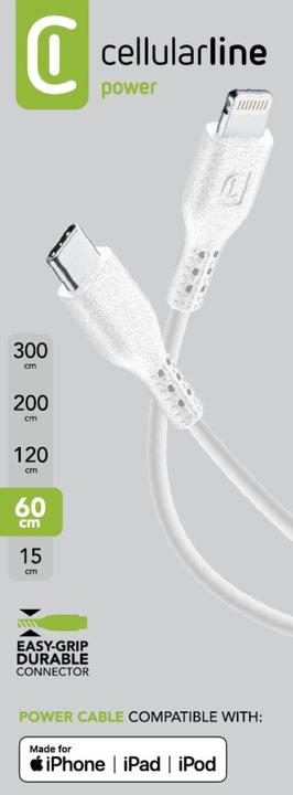 Productafbeelding Cellularline Stroomkabel 60cm - USB-C naar Lightning (0.60 m, USB 3.2 Gen 1)