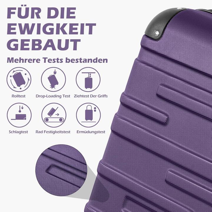 Produktbild Coolife 3-teiliges Hartschalen-Koffer-Set (93 l, Handgepäck (bis 50l), M (50 - 90l), L (90 - 115l))