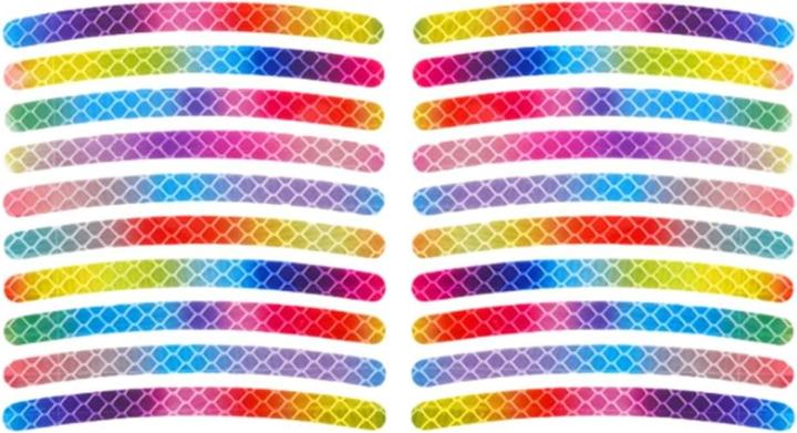 Immagine prodotto Cbx 20 Stück Regenbogen Fahrrad Reflektoren, Reflektierende Streifen für Fahrräder