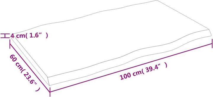 Actual product image VidaXL Tischplatte 100x60x4 cm Massivholz Eiche Behandelt (100 x 60 x 4 cm)