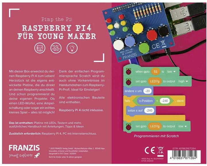 Produktbild Franzis Raspberry Pi4 für Young Maker