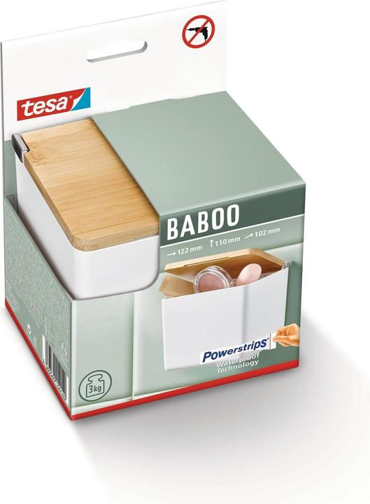 Produktbild tesa BABOO Aufbewahrungsbox mit Deckel, klein inkl. Klebelösung ohne Bohren