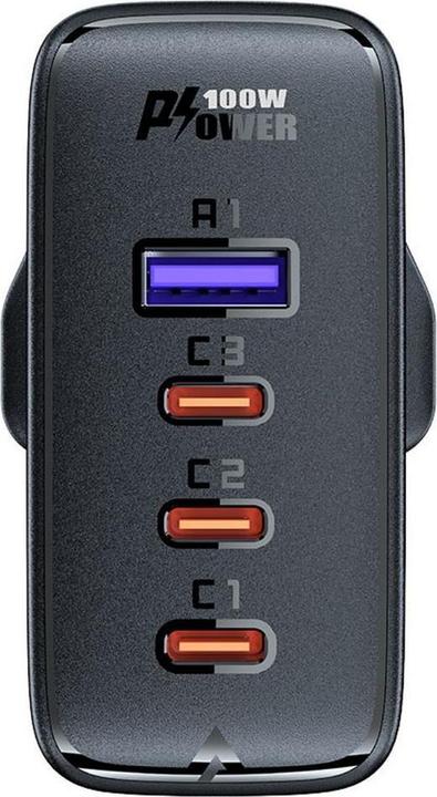 Produktbild Acefast Set of 2x fast charger GaN UK 100W Power Delivery 3x USB C 1x USB - white / black (100 W)
