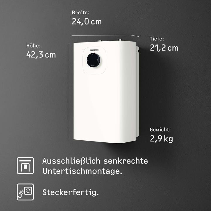 Actual product image Stiebel Eltron SNU 5 Plus 1 kW, very compact, anti-drip, thermostop, under-sink boiler 5 l low pressure with plug