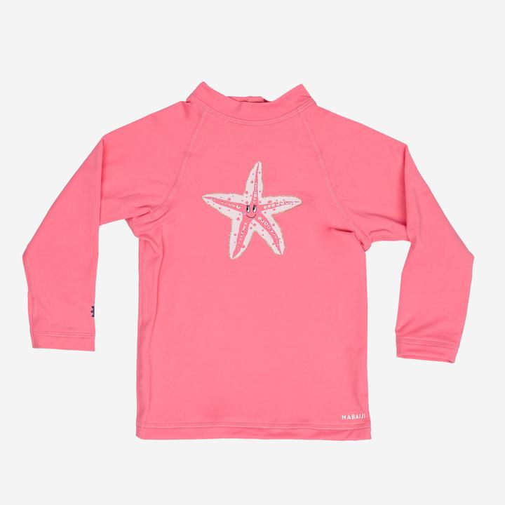 Nabaiji UV-Shirt Baby langarm - Sterne rosa