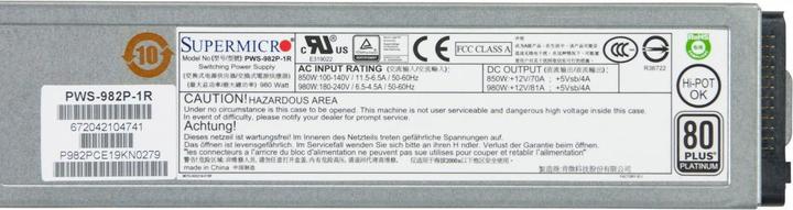 Image du produit Supermicro PWS-982P-1R : bloc d'alimentation 980W (980 W)